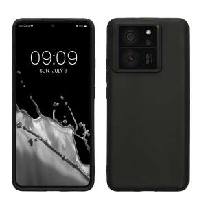Черен силиконов калъф Kwmobile за Xiaomi 13T / 13T Pro, предна и задна гледка - Телефонни контакти