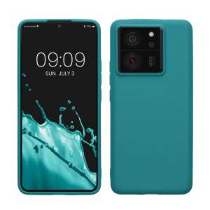 Калъф Kwmobile от зелен силикон за Xiaomi 13T / 13T Pro, предна и задна гледка - Телефонни контакти