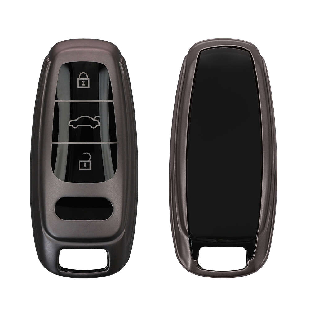 Kryt na kľúče od auta Kwmobile pre Audi 3 Buttons - Keyless Go, sivý/čierny, silikón, KWM000011OW003C