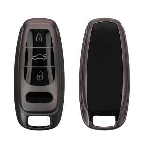 Kwmobile car key cover for Audi A6 A7 A8 Q7 Q8 with 3 buttons, gray/black, silicon - Vehicle & Part
