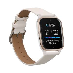 White leather watch band for Garmin Venu Sq 2 Music smartwatch - Kwmobile Smart watch strap