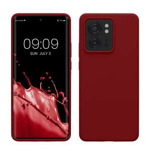 Puzdro Kwmobile pre telefón Motorola Edge 40, tmavočervený silikón, pohľad spredu a zozadu - Puzdrá na telefóny