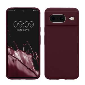 Husa Kwmobile pentru telefon Google Pixel 8, husa din silicon de culoare bordo, vedere din față și din spate - Kwmobile Huse telefon