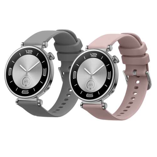 2-pak Kwmobile silikonowe paski do zegarka Huawei Watch GT 4 41mm, szary i różowy