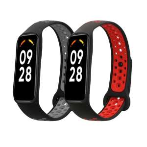 2-pak Kwmobile silikonowe paski zamienne do Xiaomi Smart Band 8 Active, czarny i czerwony - Pasek do inteligentnego zegarka