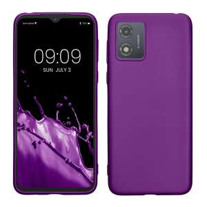 Kwmobile Motorola Moto E13 phone case, purple silicone case, front and back view - Phone Case