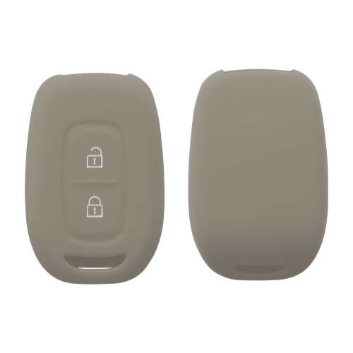 Kwmobile car key cover for Renault Dacia with 2 buttons, gray silicone, front and back view
