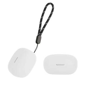 White kwmobile silicone case for Anker Soundcore P20i earbuds with lanyard - Headset Accessory