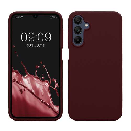 Etui silikonowe Kwmobile bordo do Samsung Galaxy A15 5G, widok z przodu i z tyłu