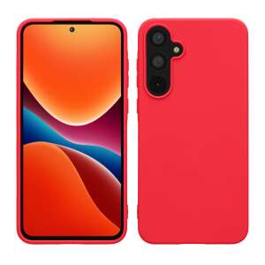 Kwmobile Samsung Galaxy A55 phone case, red silicone case, front and back view - Phone Case