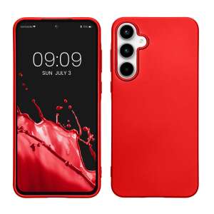 Red silicone phone case for Samsung Galaxy A55, front and back view - Phone Case