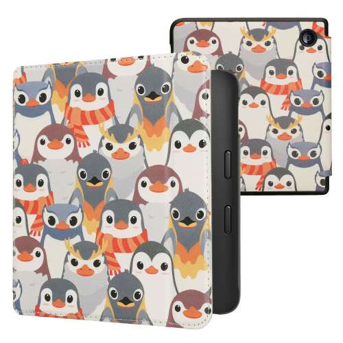 Husă Kwmobile pentru Kobo Libra 2 cu model pinguin, piele ecologică, copertă ebook