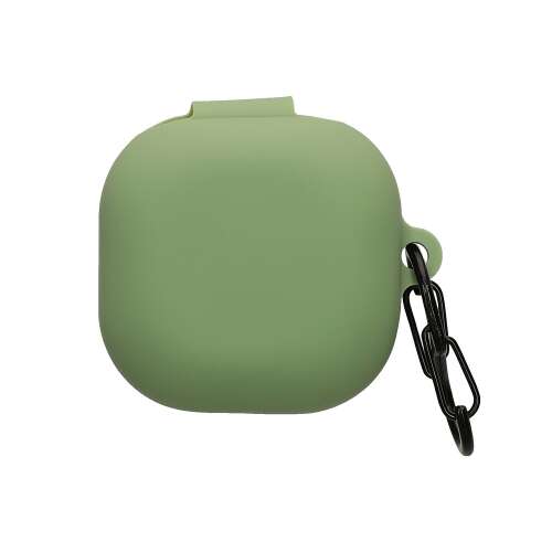 Green silicone case for Samsung Galaxy Buds FE with a carabiner