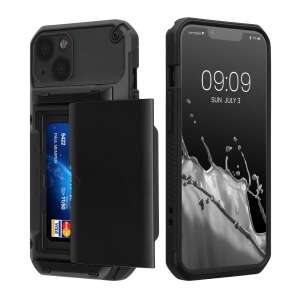 Husă neagră Kwmobile cu suport pentru carduri pentru Apple iPhone 13 - Huse telefon