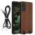 Kwmobile phone case for Samsung Galaxy S20 FE with a wooden back and a black lanyard