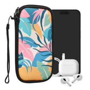 Husa universală pentru telefon Kwmobile XXL 7 inch cu design tropical jungle, prezentată cu un telefon, căști și o husă de încărcare - Kwmobile Huse telefon