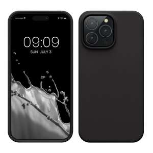 kwmobile Черен Силиконов Калъф за iPhone 14 Pro Max - Преден и Заден Изглед - Технически статии и електроника