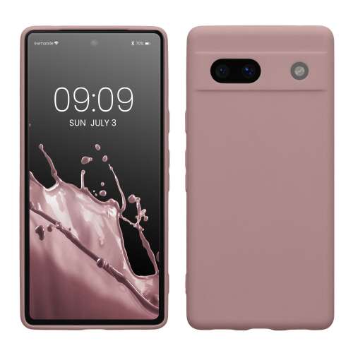 Kwmobile silicone case for Google Pixel 7a in pink, front and back view