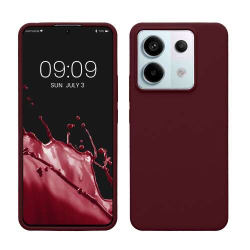 Husa telefon Kwmobile Xiaomi Redmi Note 13 Pro 5G / Poco X6 5G, silicon bordo, vedere din față și din spate