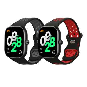 Kwmobile 2-pak pasków do Xiaomi Redmi Watch 4, czarny i czerwony silikon - Akcesoria do inteligentnych zegarków