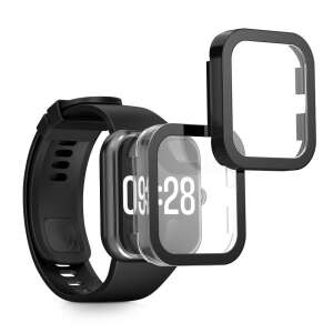 Kwmobile protective case for Xiaomi Redmi Watch 4, transparent and black, with tempered glass, 2 pack - Smart device