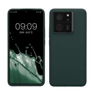 Kwmobile тъмнозелен силиконов калъф за Xiaomi 13T / 13T Pro, преден и заден изглед - Технически статии и електроника