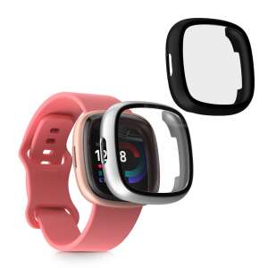 kwmobile комплект черни и сребърни защитни калъфи за Fitbit Versa 4 / Sense 2 - Технически статии и електроника