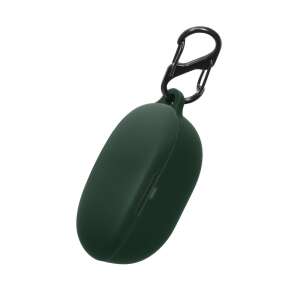 Widok pod kątem ciemnozielonego silikonowego etui kwmobile Anker Soundcore Life A3i z karabińczykiem - Zestaw słuchawkowy