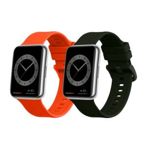 kwmobile Ciemnozielone i pomarańczowe silikonowe paski zamienne do Huawei Watch Fit 2 - Akcesoria do inteligentnych zegarków