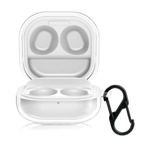 Transparent silicone case for Samsung Galaxy Buds FE with a carabiner