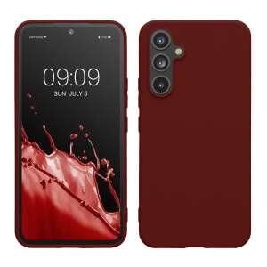 Тъмночервен силиконов калъф Kwmobile за Samsung Galaxy A54 5G, преден и заден изглед - Телефонни контакти
