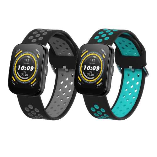 kwmobile 2 db-os Amazfit Bip 5/GTR 4 csere óraszíj készlet, fekete és türkiz