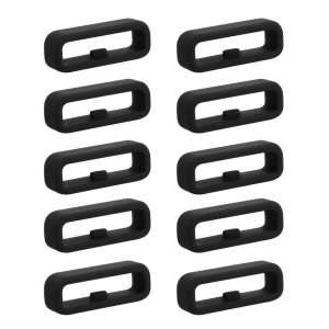 kwmobile 20mm Czarne Silikonowe Pętelki do Paska Zegarka, Zestaw 10 szt. - Akcesoria do inteligentnych zegarków