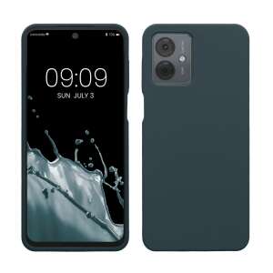 kwmobile Tmavozelený silikónový obal pre Motorola Moto G14, pohľad spredu a zozadu - Kwmobile Puzdrá na telefóny