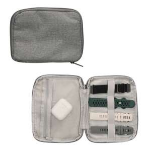 Kwmobile сив найлонов органайзер за каишки за часовници, отворен и затворен изглед - Смарт устройство