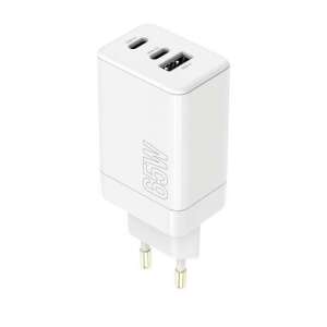 Maxlife 65W gyors töltő 1 USB-A és 2 Type-C porttal, fehér - Maxlife