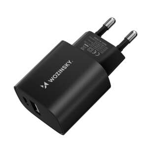 Wozinsky WGWCB 20W-os hálózati töltő 1xUSB-A és 1xUSB-C csatlakozóval, fekete - Wozinsky