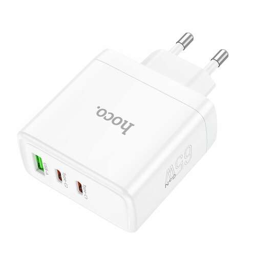 Hoco N30 65W GaN Schnellladegerät mit 2 USB-C und 1 USB-A Anschlüssen, weiß