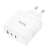 Încărcător de perete Hoco N30 65W GaN cu 2 porturi USB-C și 1 port USB-A, alb