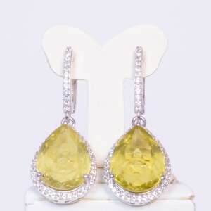 Ezüst fülbevaló brazil kristály kvarccal és fehér topázzal, Y23525 - Női fülbevaló