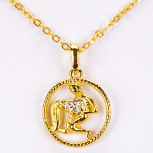 Vízöntő Arany Bevonatú Nyaklánc Fehér Emporia® Kristállyal (Nyaklánc+Medál), 39147 - Női ékszer