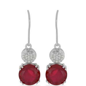 Ezüst fülbevaló Madagaszkári rubinnal és fehér topázzal, Y50848 - Női fülbevaló