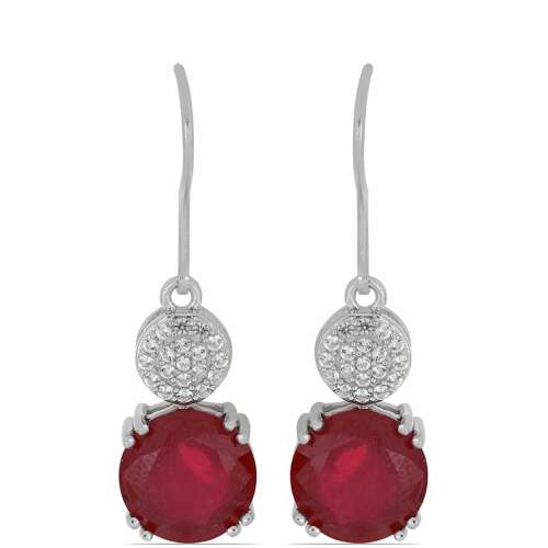 Ezüst fülbevaló Madagaszkári rubinnal és fehér topázzal, Y50848