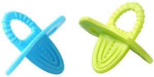 BabyOno 2 pack flexible teethers, blue and green, for babies 3 months and up - Chewing gum
