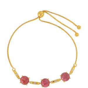 Arannyal bevont ezüst karkötő rhodonittal és fehér topázzal, PCY10086 - Női kiegészítő