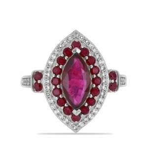 Ezüst gyűrű madagaszkári rubinnal és fehér topázzal, Y53224/54 - Női kiegészítő