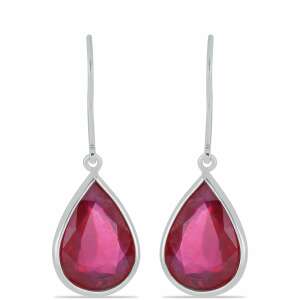 Ezüst fülbevaló madagaszkári rubinnal, Y53903 - Női fülbevaló