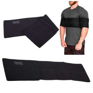 Black weightlifting slings for bench press, sizes S-XL, for men, showing how to use the slings - Body shaping