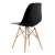 Back view of ModernHome black dining chair with beechwood legs