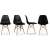 Black dining chair with wooden legs, multiple views